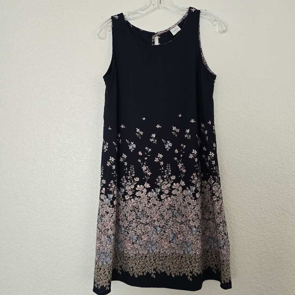 Kaileigh Navy Blue Floral Print Midi Dress Medium